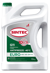 Антифриз Sintec Euro G11, зеленый, 10 кг по цене 8 кг