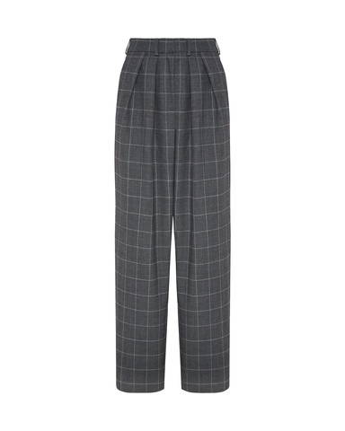 Брюки из шерсти серый в клетку