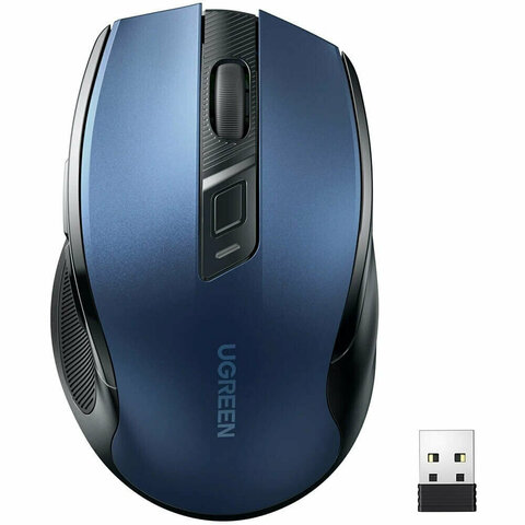 UGREEN MU006 25753 Ergonomic Wireless Mouse 2.4G 4000DPI Silence Design 2.4 GHz&BT, Blue