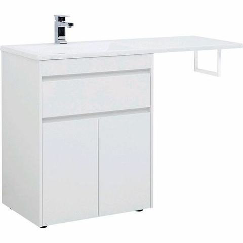 Aquanet 239215 Тумбас раковиной Токио 130 L напольная 1 ящик 2 фасада цвет белый глянец (239215)