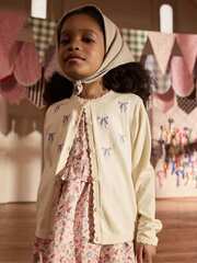 Кардиган с вышивкой для девочки Next N21-285, Кремовый