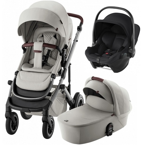 Комплект 3в1 коляска SMILE 5Z LUX, Linen Grey + BABY-SAFE CORE Space Black