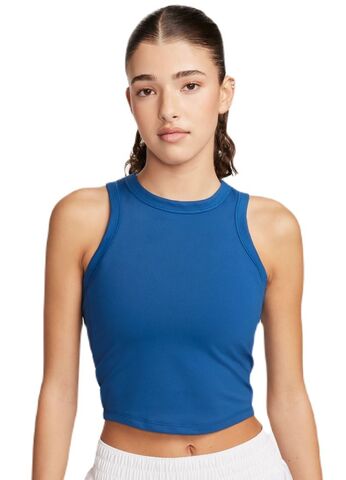 Топ теннисный Nike One Fitted Dir-Fit Short Sleeve Crop Tank - court blue/black