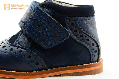 Ботинки для мальчиков Тотто из натуральной кожи на липучке цвет Синий, 09A. Изображение 14 из 14.