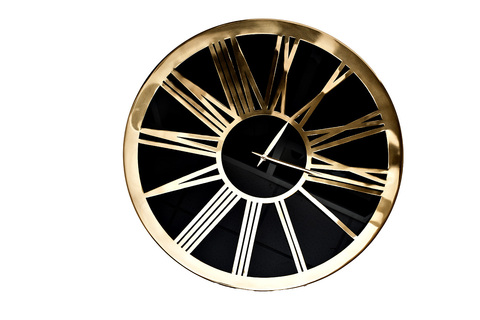 Часы настенные d53см Garda Décor черно-золотые с римскими цифрами