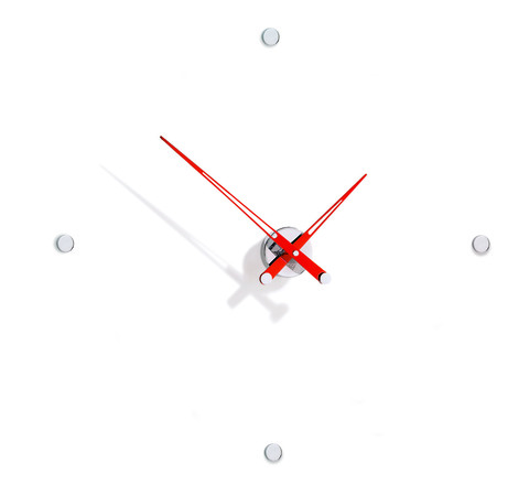 Часы Nomon Rodon 4 i RED, (основа - хромированная сталь/стрелки - красный лак). D=70см