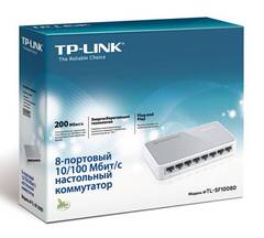 TP-Link TL-SF1008D Коммутатор 8-port 10/100M mini Desktop Switch, 8 10/100M, Plastic case