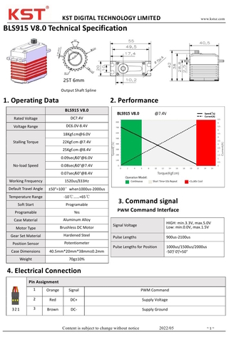 Сервопривод KST BLS915 V8.0 (18-25кг/0,09-0,07сек, 70 г)