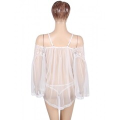 Прозрачная туника с цветочным принтом белая (размер XS-S)