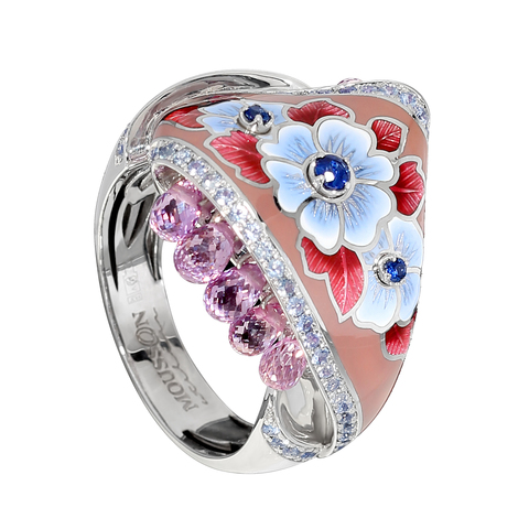 Кольцо с Сапфирами, Эмаль, R0097-0/10