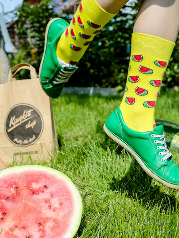 Носки с рисунком арбузов желтые оптом