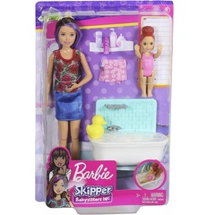 Барби Скиппер Няня с Малышкой и ванной комнатой