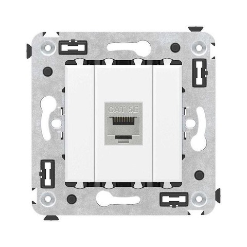 Розетка компьютерная RJ-45 категория 5е - 2 модуля. Цвет Белое облако. DKC серия Avanti. 4400763