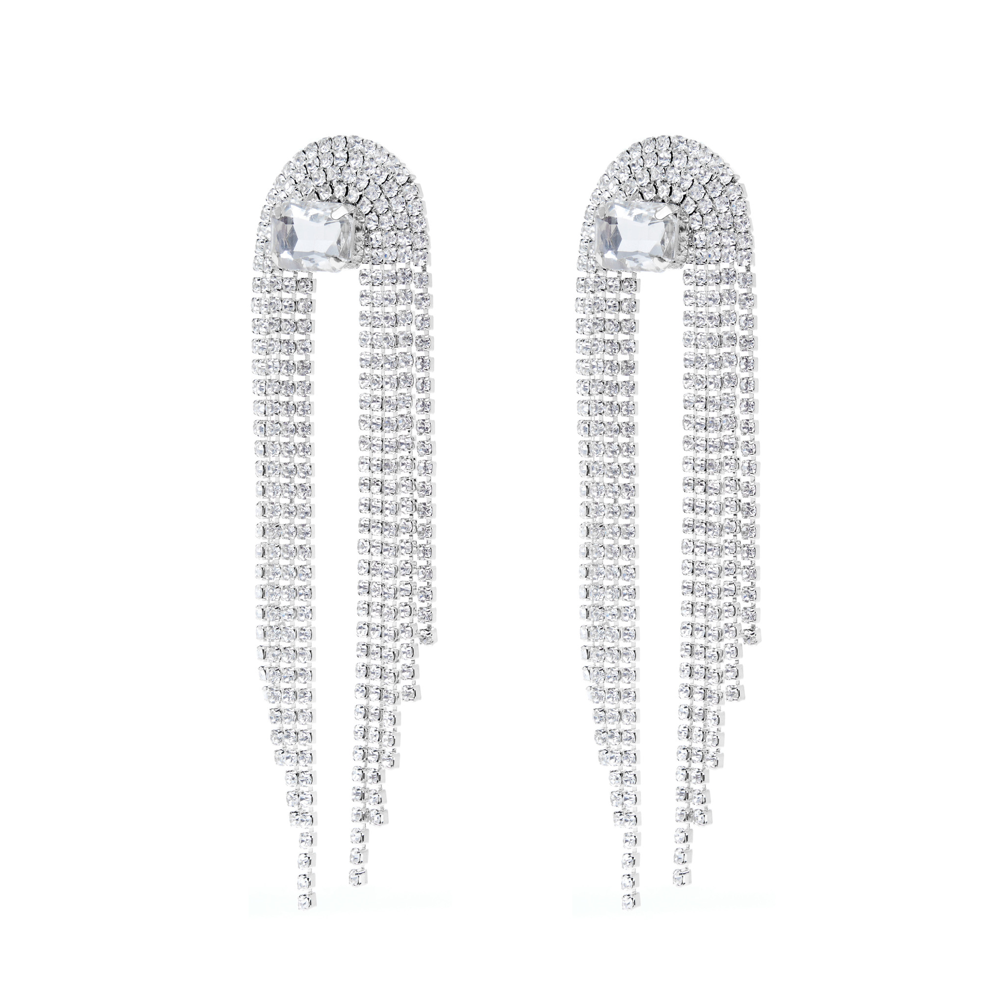 DÉJÀ VU Серьги Large Floating Crystal Earrings – Silver déjà vu серьги chic earrings – crystal gold
