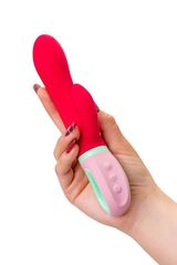 Красный вибратор с клиторальным отростком Petunia - 19 см. - 