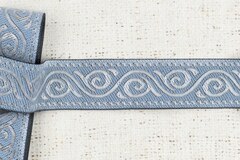 Тесьма жаккард, ш. 3,4 см, бледный голубой с серебром