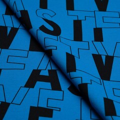 Футер 2-х нит. с рисунком, 100% хлопок, 220 гр/м2, св.синий/чёрный (20500)