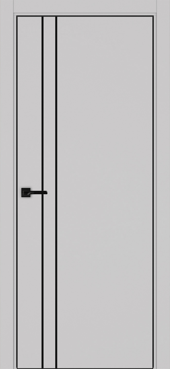 Дверь межкомнатная Оптима Порте Неаполь 205 молдинг SB (кромка алюминиевая черная с 4х сторон с врезкой под замок Морелли М1895 (М1885)), цвет пепельный, экошпон, глухая