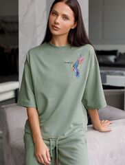 Футболка из тонкого эластичного футера со шнуром внизу  D49.095 (122876)