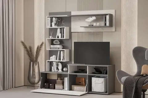 Гостиная Евро графит / дуб крафт белый