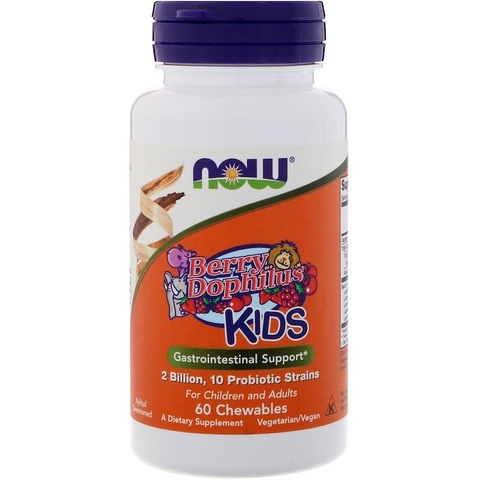 Now Foods, Berry Dophilus, детский, 2 миллиарда, 60 жевательных таблеток