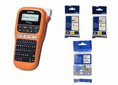 Набор для печати наклеек: принтер Brother PTE-110VP (кейс+БП)+11 кассет (TZEFX221x1; TZE221x2; TZE231x4; TZE631x4)
