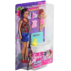 Барби Скиппер Няня с Малышкой и ванной комнатой