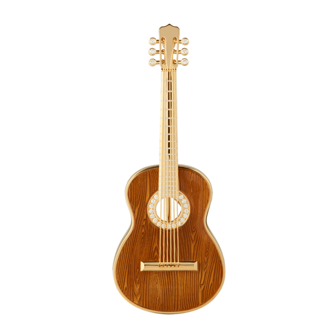 Брошь Гитара c Бриллиантами, Эмаль, Brs0267-6/2