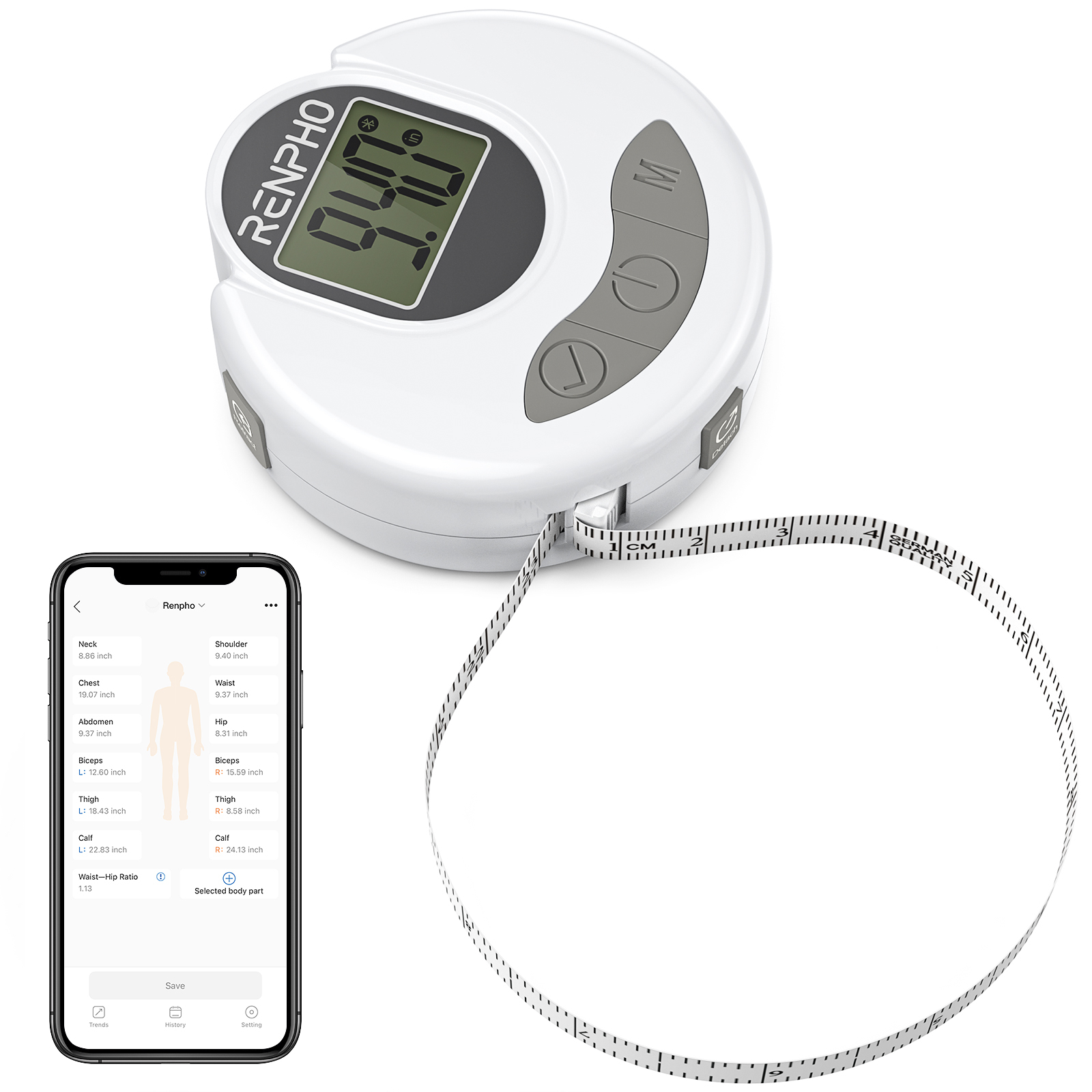 RENPHO R-Y001 Digital Body Tape Measure Smart Bluetooth Measuring