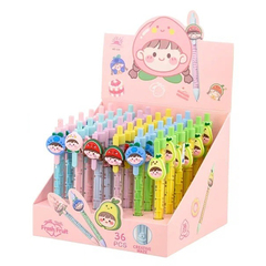 Ручка шариковая, автоматическая, Basir, синие чернила, серия "ФРУКТЫ ЯГОДЫ", с лабиринтом на корпусе, 36 шт