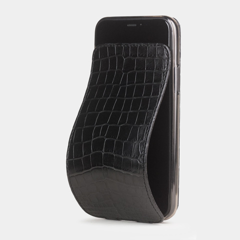 Чехол для iPhone 11 Pro Max из натуральной кожи крокодила, черного цвета