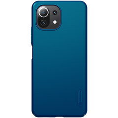 Тонкий жесткий чехол синего цвета (Peacock Blue) от Nillkin для Xiaomi Mi 11 Lite, серия Super Frosted Shield