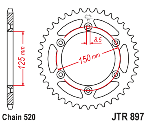 Звезда ведомая для мотоцикла RK B4403-45 (JTR897-45)