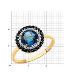 714973 - Кольцо из золота с лондон-топазом и черными фианитами