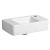 Раковина Geberit Renova Plan, с укороченным вылетом: Белый, B=40см, H=15см, T=25см, Отверстие под смеситель=Правая, Перелив=Без
