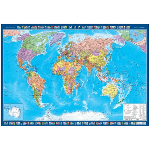 Настенная карта Мир политическая 1:25 млн