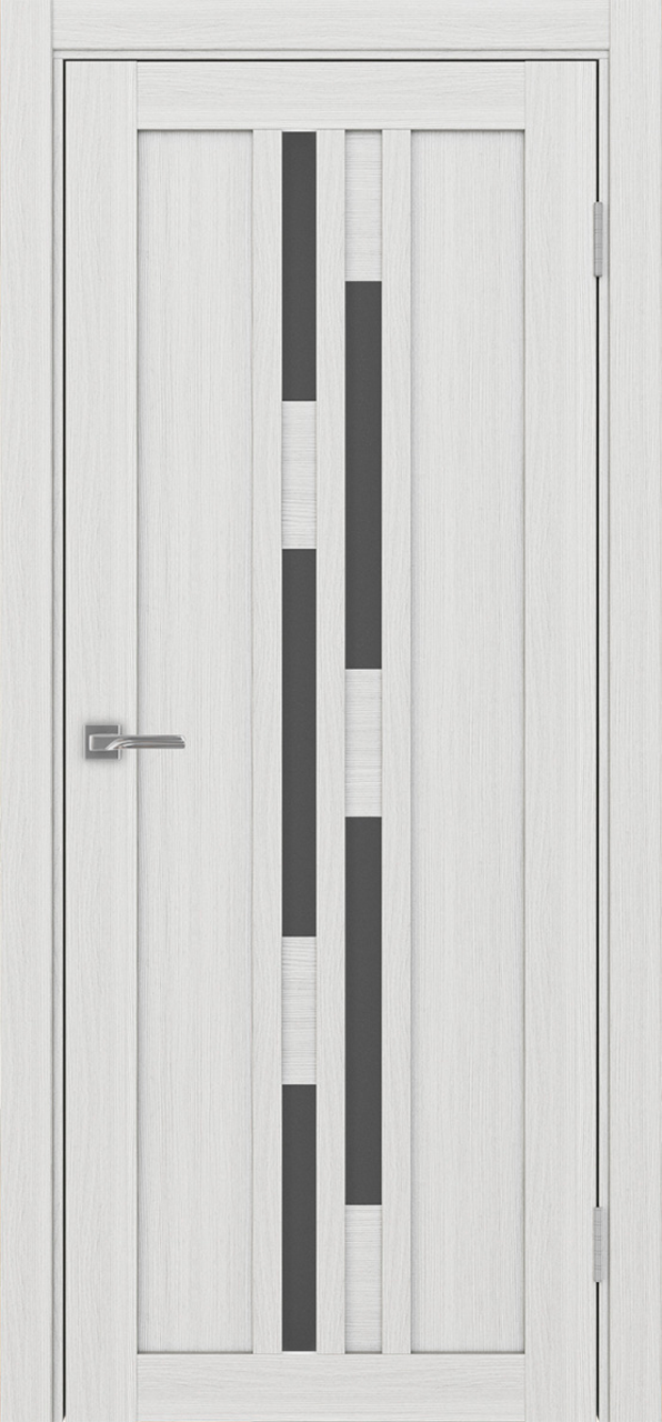 Дверь межкомнатная Оптима Порте Турин 551.121, цвет серебристый ясень, экошпон, стекло графит