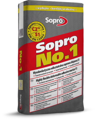 Sopro №1 400/Сопро №1 400 высокоэластичный,деформируемый клеевой раствор для приклеивания и укладки керамических облицовок и натурального камня