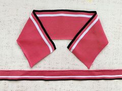 Комплект воротник ш. 7,5 см д. 42 см + подвяз ш. 2,5 см д. 92 см, розовый с белым/чёрным