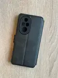 Чехол книжка для Honor 200 Pro кожаный черный с магнитной застежкой, чехол для Хонор 200 Pro с карманом для карт