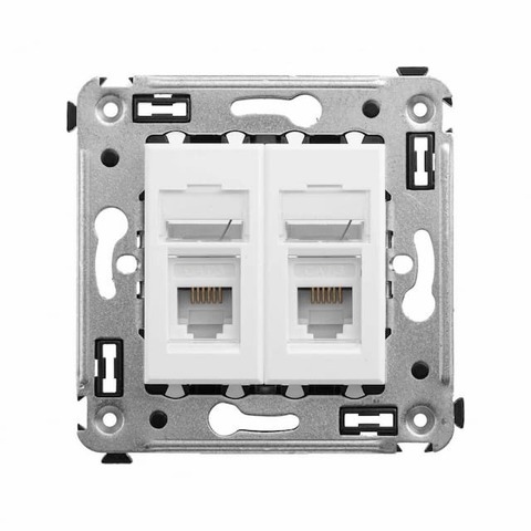 Розетка телефонная двойная RJ-12/RJ-12 - 2 модуля. Цвет Белое облако. DKC серия Avanti. 4400314