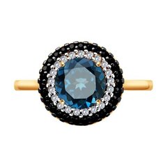 714973 - Кольцо из золота с лондон-топазом и черными фианитами