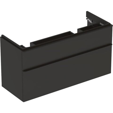 Шкафчик для двойного раковины Geberit Smyle Square, с двумя выдвижными ящиками: B=118.4см, H=61.7см, T=47см, Темно-серый / Матовое покрытие