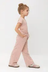 брюки  для девочки  КР 400798/дымчатая роза,милые цветочки к545