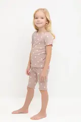 пижама  для девочки  К 1632/кофейный,маленькие яблочки