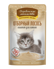 Деревенские Лакомства Пауч для котят Отборный Лосось паштет, 70гр