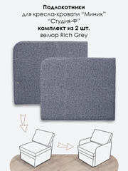 Подлокотники для кресла-кровати Миник, комплект из 2 шт (левый и правый), велюр Rich Grey