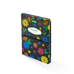 
          Записная книжка, А6, Yalong, 7БЦ, матовая ламинация, поролон, на резинке, клетка, цветной срез, 80 л., "Вышивка на черном", ассорти