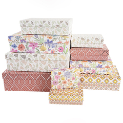 Коробка одиночная, Прямоугольник, Флористический декор, Ассорти, Металлик, 27,5*19,5*7,5 см, 1 шт.