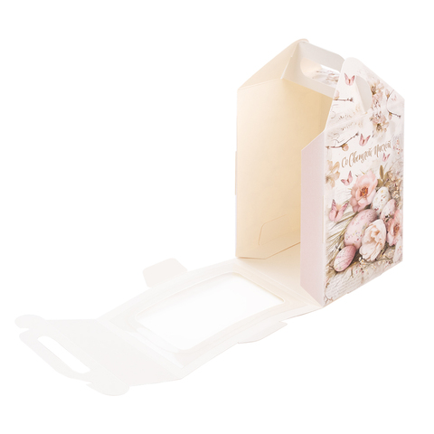 Коробка для кулича с окном и ручкой 